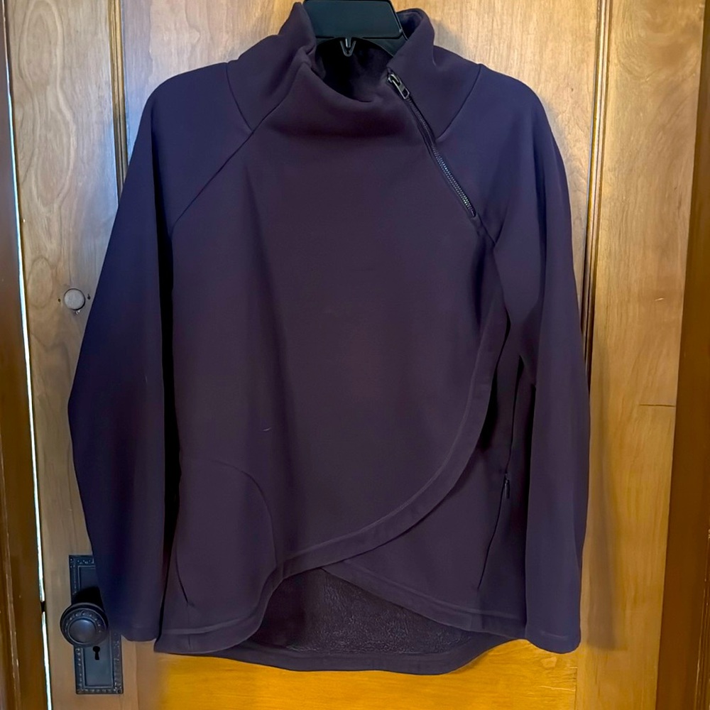 Athleta cozy karma scuba side zip neck sweater